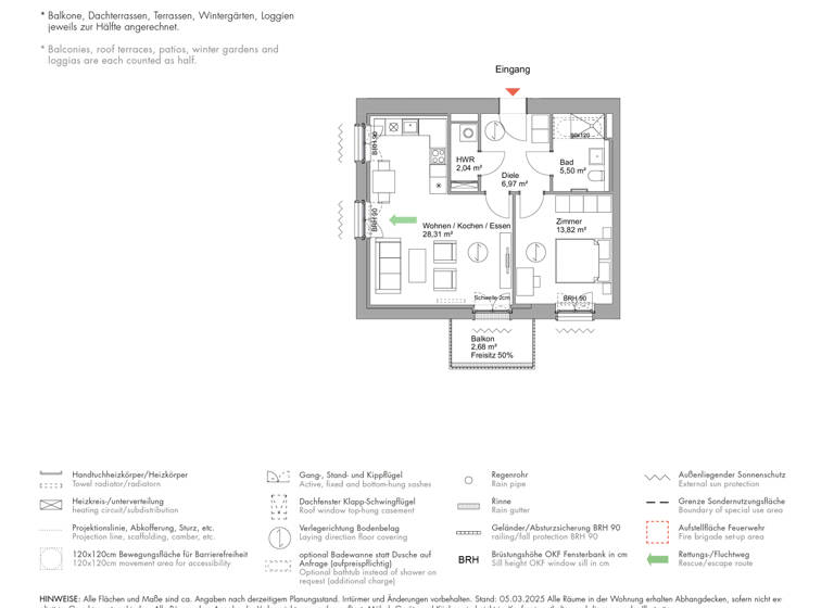 Wohnung zum Kauf 487.000 € 2 Zimmer 59,3 m²<br/>Wohnfläche 1.<br/>Geschoss Schwedische Allee 25 Krampnitz Potsdam 14476