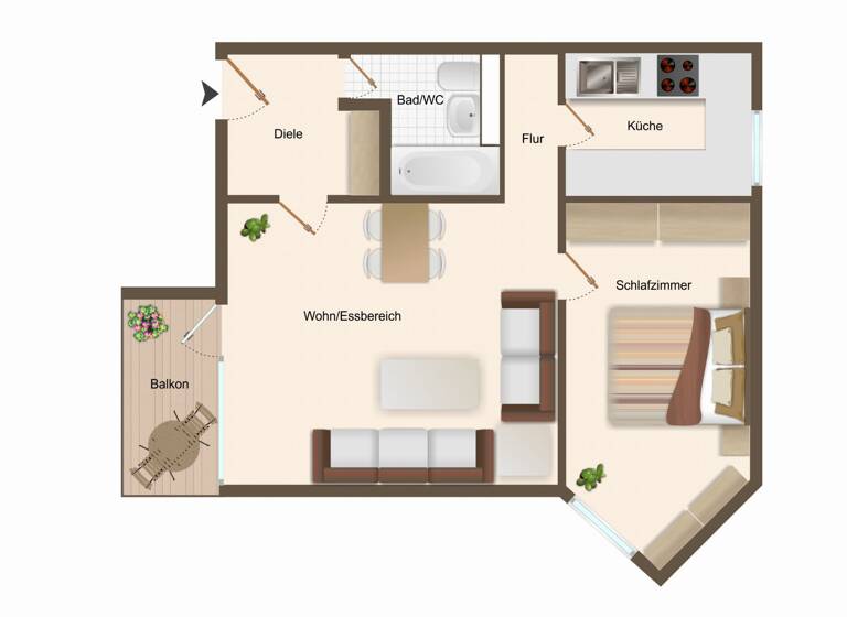 Wohnung zum Kauf 179.000 € 2 Zimmer 57 m²<br/>Wohnfläche Möhringen Stuttgart Möhringen 70567