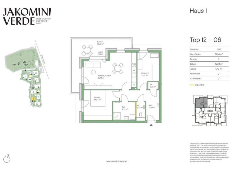 Wohnung zum Kauf - Erstbezug 376.000 € 3 Zimmer 72 m² 2. Geschoss Kasernstraße 30I Jakomini Graz 8010