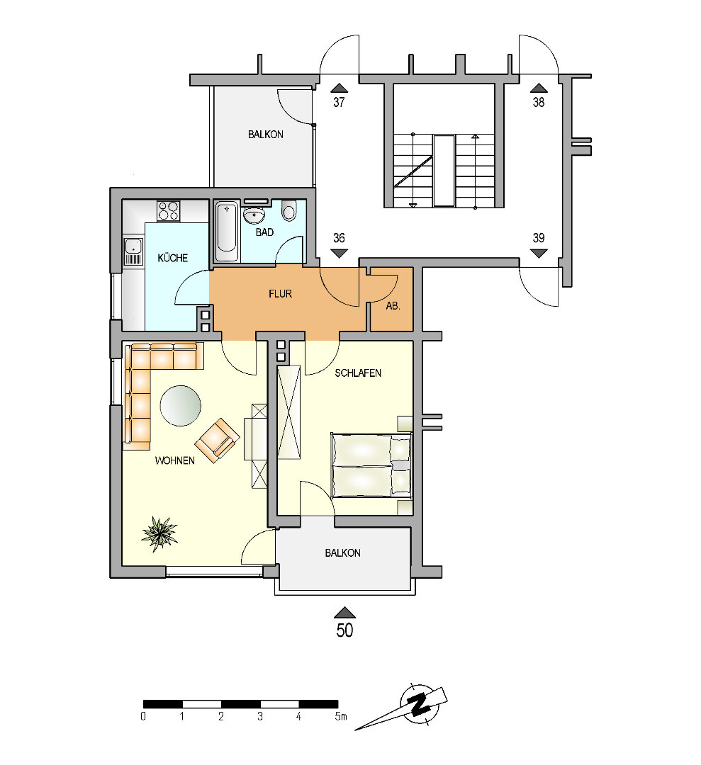 Wohnung zur Miete 413 € 2 Zimmer 58 m²<br/>Wohnfläche 1.<br/>Geschoss 01.01.2025<br/>Verfügbarkeit Sensburger Straße 50 Mixsiepen Remscheid 42859