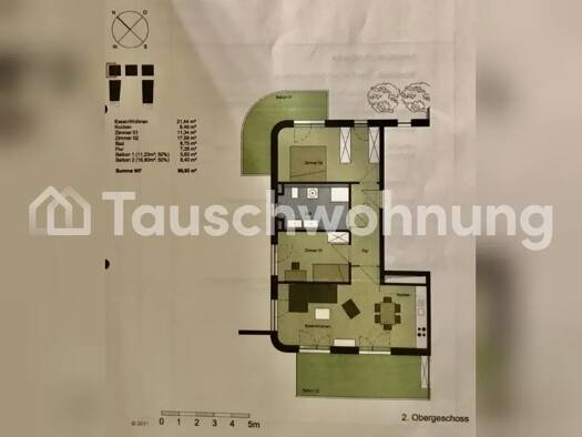Wohnung zur Miete Tauschwohnung 1.200 € 3 Zimmer 89 m² 2. Geschoss Ost Ost 70188