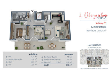 Wohnung zum Kauf provisionsfrei 859.000 € 3 Zimmer 89,3 m² 2. Geschoss Bürgermeister-Krug-Weg 1 + 3 Olching Olching 82140