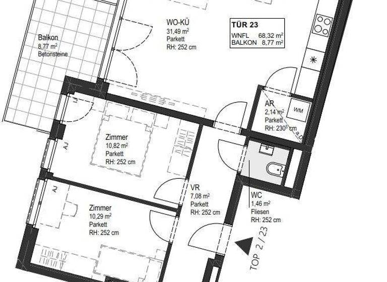 Wohnung zur Miete - Erstbezug 1.127 € 3 Zimmer 68,3 m² 2. Geschoss Wien 1150