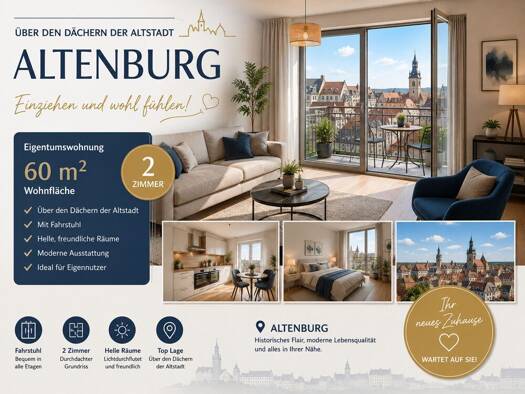 Wohnung zum Kauf 69.000 € 2 Zimmer 60,3 m² 4. Geschoss Altenburg Altenburg 04600