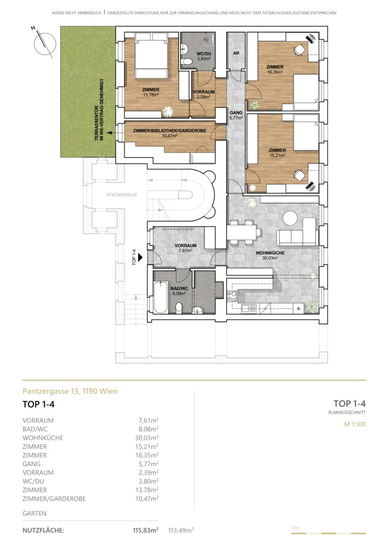 Wohnung zum Kauf 595.000 € 5 Zimmer 115,8 m²<br/>Wohnfläche Wien 1190