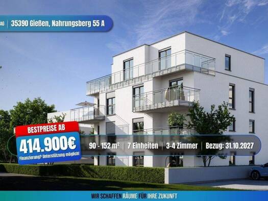 Terrassenwohnung zum Kauf - Erstbezug provisionsfrei als Kapitalanlage geeignet 479.900 € 4 Zimmer 99 m² Nahrungsberg 55 Gießen Gießen 35390