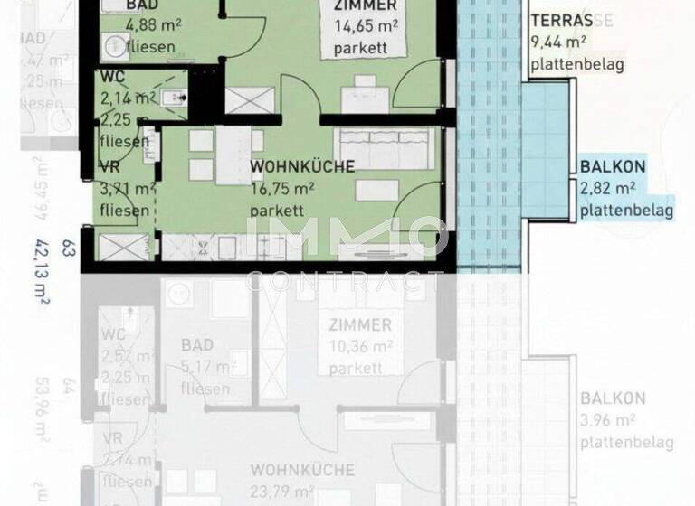 Wohnung zum Kauf - Erstbezug 265.500 € 2 Zimmer 42,1 m² 3. Geschoss Studenygasse 16 Wien 1110