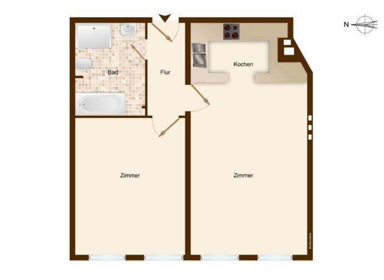 Wohnung zur Miete 1.795 € 2 Zimmer 56,1 m² 2. Geschoss frei ab sofort Petkumstraße 1 Uhlenhorst Hamburg 22085