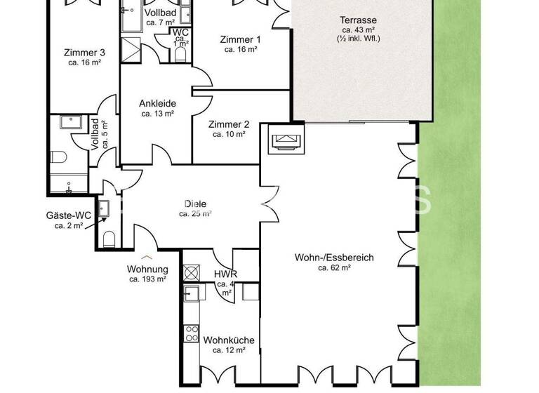 Wohnung zum Kauf 5.175.000 € 4 Zimmer 193 m² Uhlenhorst Hamburg 22085