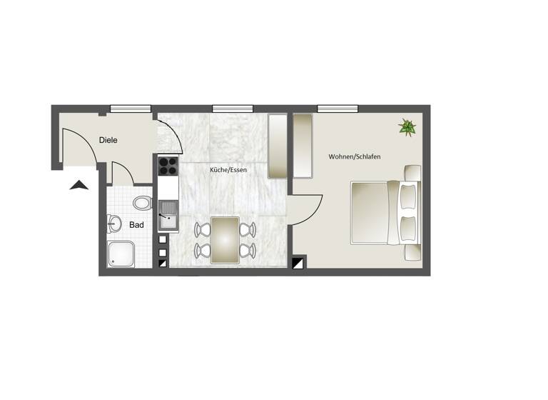 Wohnung zum Kauf 111.000 € 1,5 Zimmer 32,7 m²<br/>Wohnfläche Stadtmitte Neu-Ulm 89231