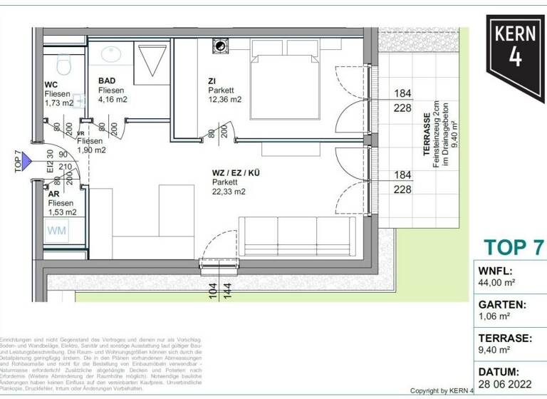 Wohnung zur Miete 718 € 2 Zimmer 44 m² Guntramsdorf 2353