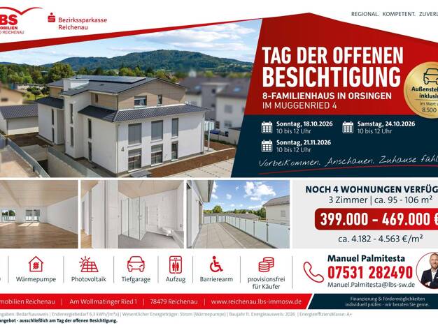 Wohnung zum Kauf - Erstbezug provisionsfrei 469.000 € 3 Zimmer 106,3 m² Im Ried 4 Nenzingen Orsingen-Nenzingen 78359