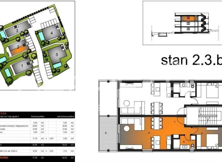 Wohnung zum Kauf 181.018 € 2 Zimmer 62 m² 2. Geschoss Okrug