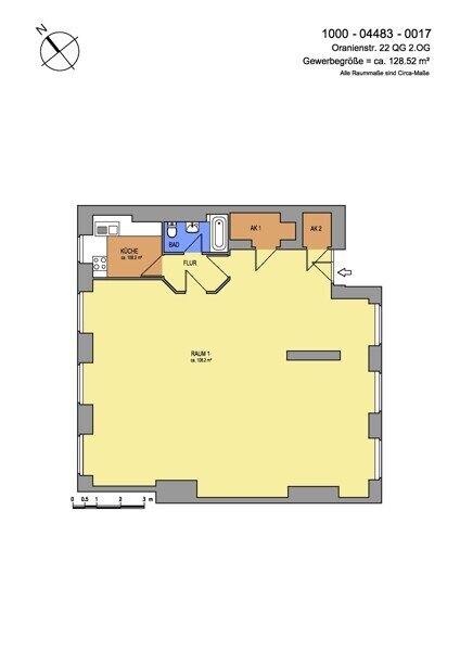 Bürofläche zur Miete provisionsfrei 1.750 € 1 Zimmer 128,2 m²<br/>Bürofläche Oranienstr. 22 Kreuzberg Berlin 10999