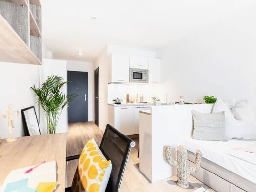 Studio zur Miete - Erstbezug nur mit Wohnberechtigungsschein 1.047 € 1 Zimmer 22 m² frei ab sofort Habsburger Straße 132-134 Neuburg Freiburg im Breisgau 79104