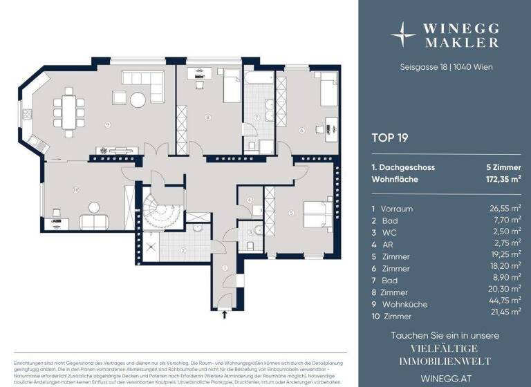 Wohnung zum Kauf - Erstbezug 1.899.000 € 5 Zimmer 172,4 m² 3. Geschoss Seisgasse 18 Wien 1040