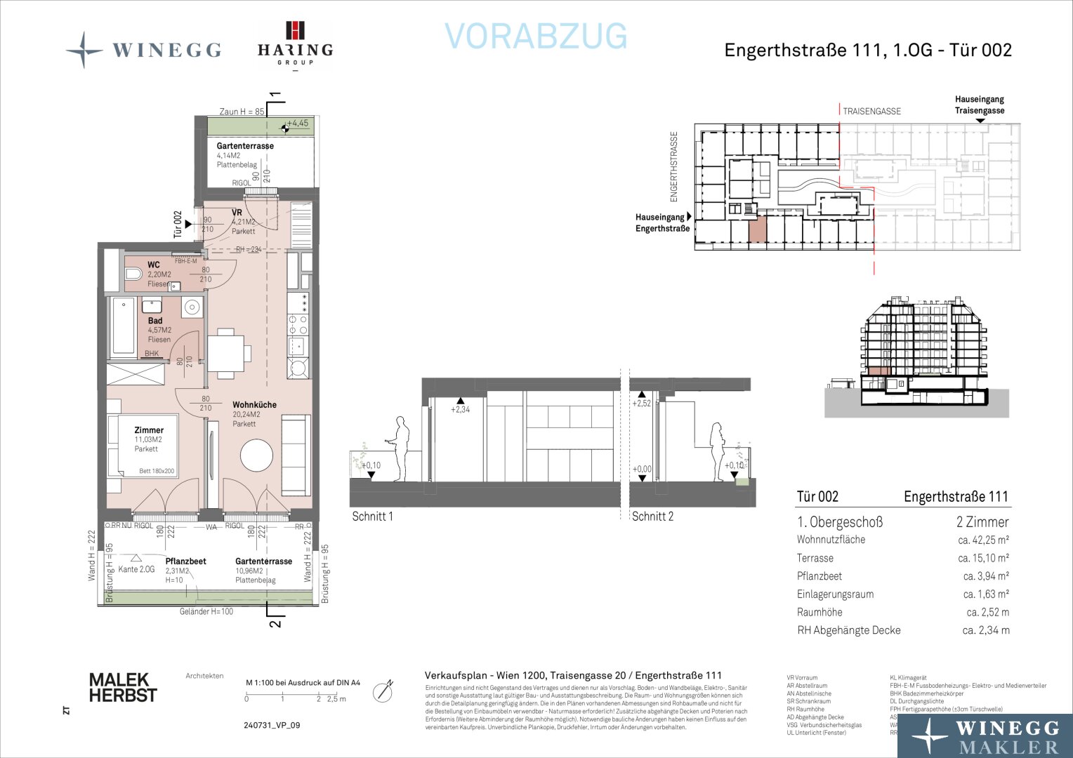 Wohnung zum Kauf 243.600 € 2 Zimmer 42,3 m²<br/>Wohnfläche 1.<br/>Geschoss Traisengasse 20-22 Wien 1200