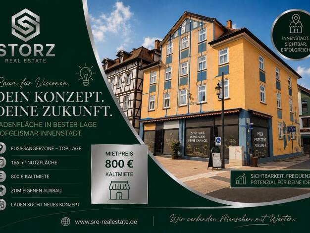 Bar/Café zur Miete provisionsfrei 800 € 165,4 m² Gastrofläche Hofgeismar Hofgeismar 34369