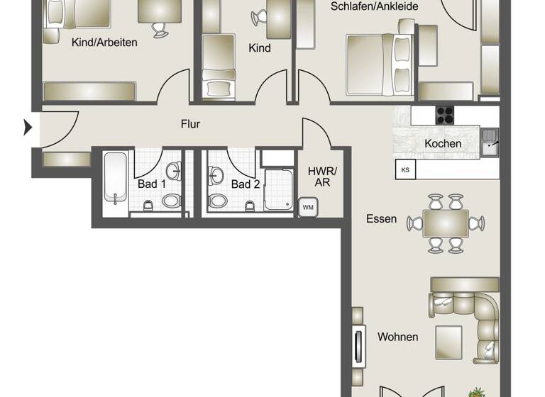 Wohnung zum Kauf 829.000 € 3,5 Zimmer 105 m² 2. Geschoss St. Georg Hamburg (Wohnung L.2.1) 20097