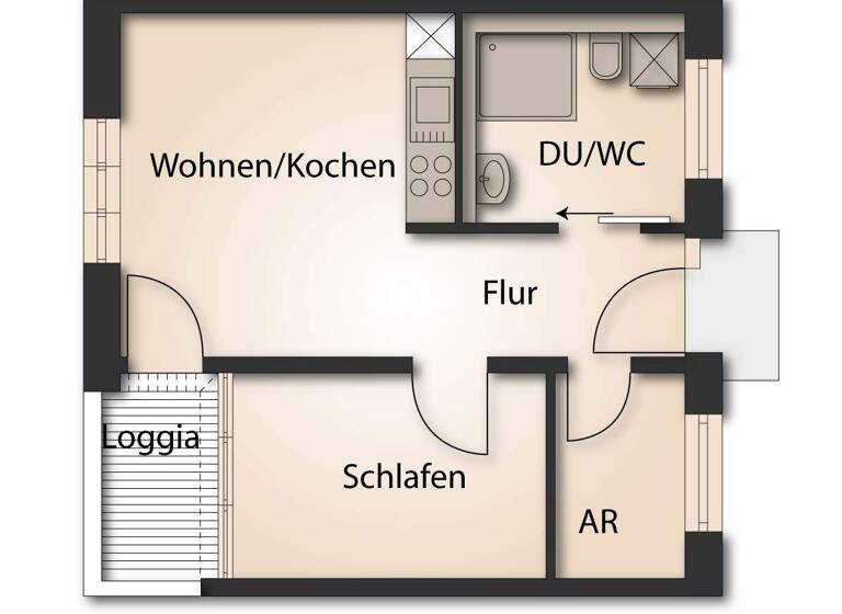 Wohnung zum Kauf - Neubau provisionsfrei 260.000 € 2 Zimmer 43 m² EG Münchner Straße 15 Südvorstadt-West Dresden / Plauen 01187