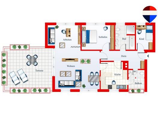 Wohnung zur Miete 800 € 3 Zimmer 100 m² Wadgassen Wadgassen 66787