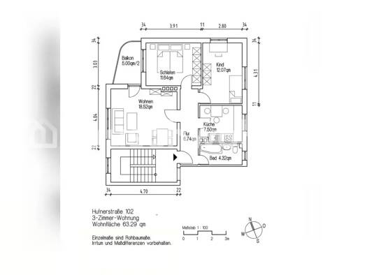 Wohnung zur Miete Tauschwohnung 578 € 3 Zimmer 63 m² 1. Geschoss Barmbek-Nord Hamburg 22305