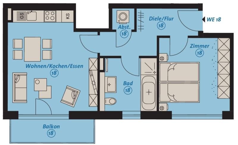 Wohnung zur Miete 898 € 2 Zimmer 52,3 m²<br/>Wohnfläche 3.<br/>Geschoss 01.02.2025<br/>Verfügbarkeit Kantstraße 37c Südvorstadt Leipzig 04275