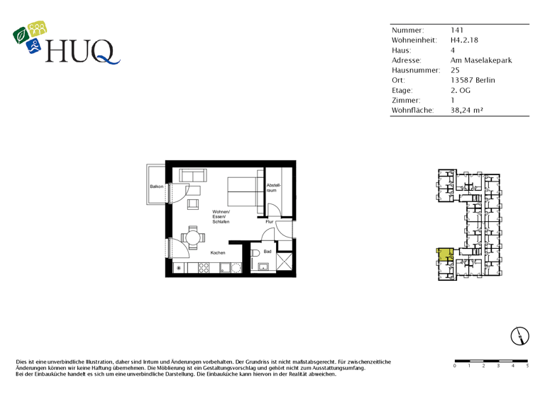 Studio zur Miete - Erstbezug 910 € 1 Zimmer 38,2 m² 2. Geschoss Am Maselakepark 25 Spandau Berlin 13587
