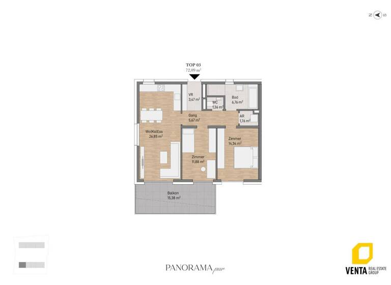 Wohnung zum Kauf 490.500 € 3 Zimmer 72 m² 1. Geschoss Waltendorfer Hauptstraße 54a Waltendorf Graz 8010