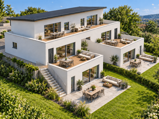 Terrassenwohnung zum Kauf - Erstbezug 432.000 € 3 Zimmer 81 m² 2 Geschosse frei ab sofort Eyb Ansbach 91522