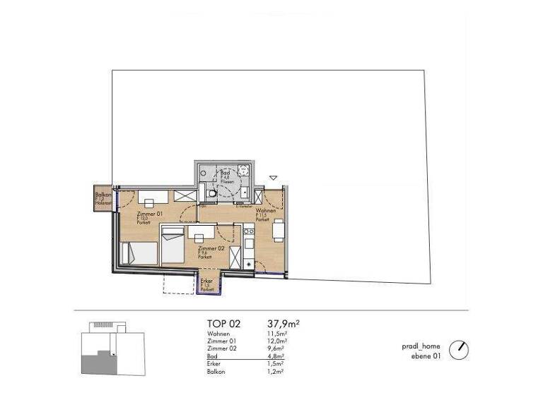 Wohnung zum Kauf - Erstbezug 370.000 € 2 Zimmer 37,9 m² Innsbruck 6020