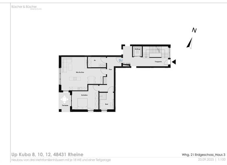 Wohnung zum Kauf 399.000 € 2 Zimmer 84,7 m² EG Schotthock Rheine 48429