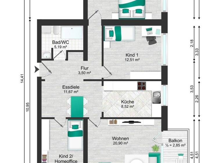 Wohnung zum Kauf 499.000 € 4 Zimmer 93,3 m² 1. Geschoss Freising 85354