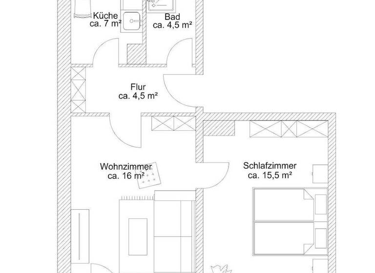 Wohnung zur Miete 400 € 2 Zimmer 49,6 m² 3. Geschoss frei ab sofort Rosa-Luxemburg-Straße 15 Prenzlau 17291