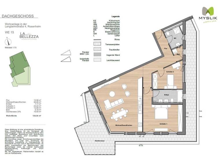 Penthouse zum Kauf provisionsfrei 1.214.000 € 3 Zimmer 124,5 m²<br/>Wohnfläche 3.<br/>Geschoss West Rosenheim 83022