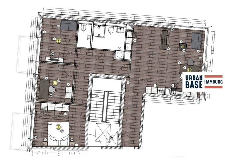 Studio zur Miete 2.084 € 4 Zimmer 102,5 m² 6. Geschoss frei ab 16.03.2026 Schultzweg 7 Hammerbrook Hamburg 20097