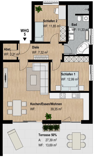 Wohnung zum Kauf 444.780 € 3 Zimmer 98,8 m² Abenberg Abenberg 91183