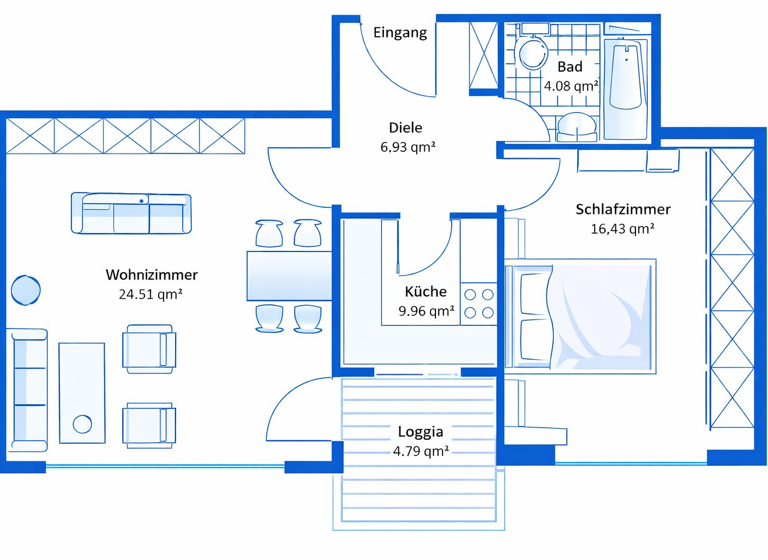 Wohnung zum Kauf 249.000 € 2 Zimmer 57,8 m² 2. Geschoss Seulberg Friedrichsdorf 61381