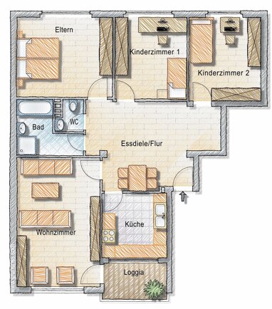 Wohnung zum Kauf 319.000 € 4 Zimmer 100 m² 3. Geschoss frei ab sofort Schweinau Nürnberg 90441