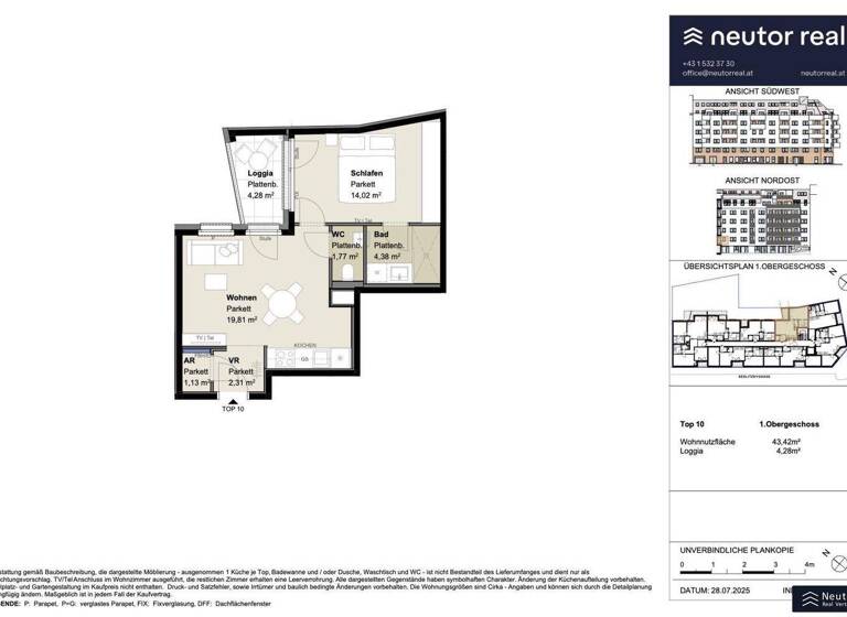 Wohnung zur Miete - Erstbezug 804 € 2 Zimmer 47,7 m² 1. Geschoss frei ab 01.05.2026 Grillgasse Wien 1110