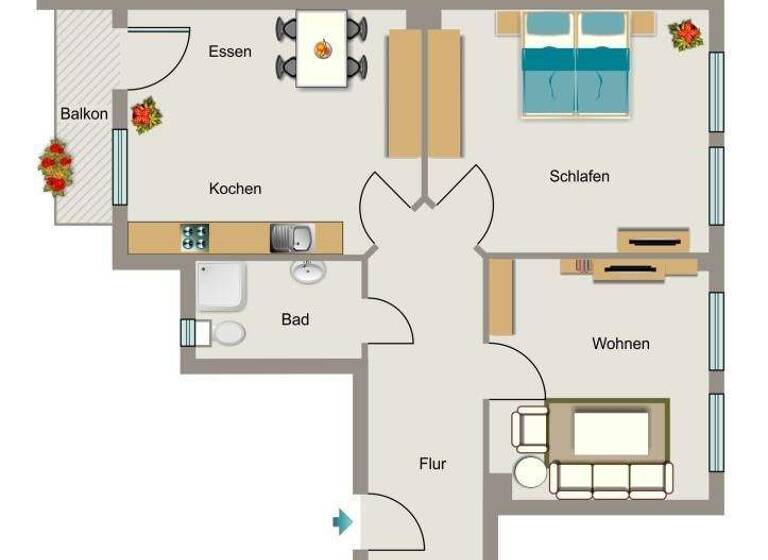 Wohnung zur Miete 596 € 2,5 Zimmer 64,9 m² 1. Geschoss frei ab 01.04.2026 Hohe Eiche 2 Langendreer Bochum 44892