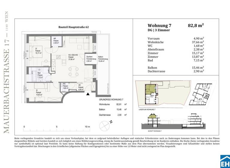 Wohnung zum Kauf - Erstbezug 569.113 € 3 Zimmer 82,8 m² 4. Geschoss Hauptstraße Wien 1140