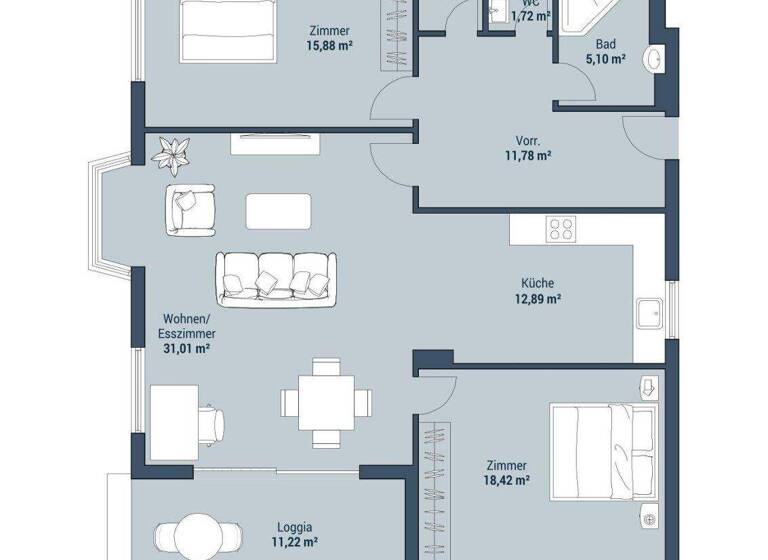 Wohnung zum Kauf 439.000 € 3 Zimmer 109 m² 1. Geschoss Helenenstraße Baden 2500