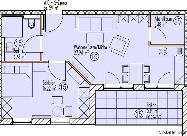 Wohnung zum Kauf - Erstbezug 222.300 € 2 Zimmer 58,5 m² 2. Geschoss Wilburgstetten 91634