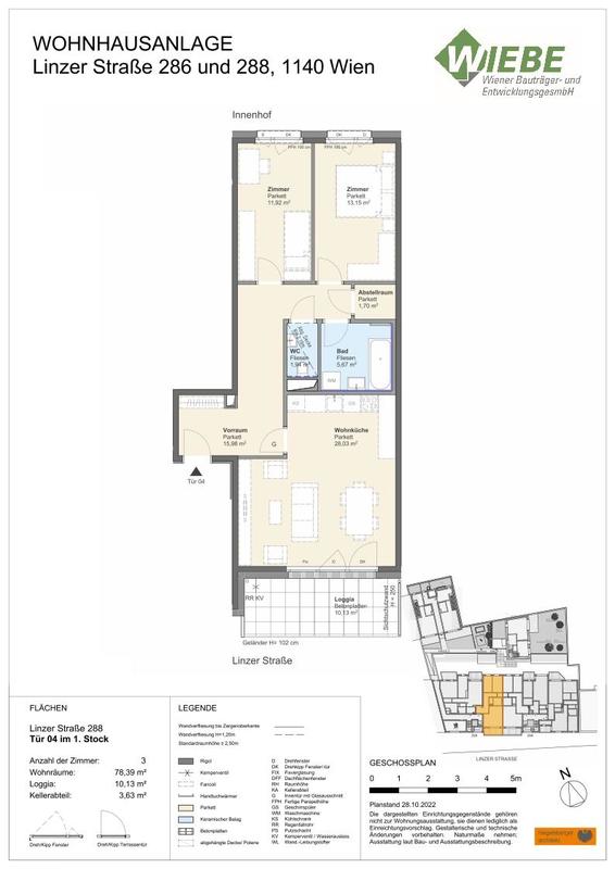 Wohnung zum Kauf 519.800 € 3 Zimmer 78,4 m²<br/>Wohnfläche 1.<br/>Geschoss Linzer Straße 286-288 Wien 1140