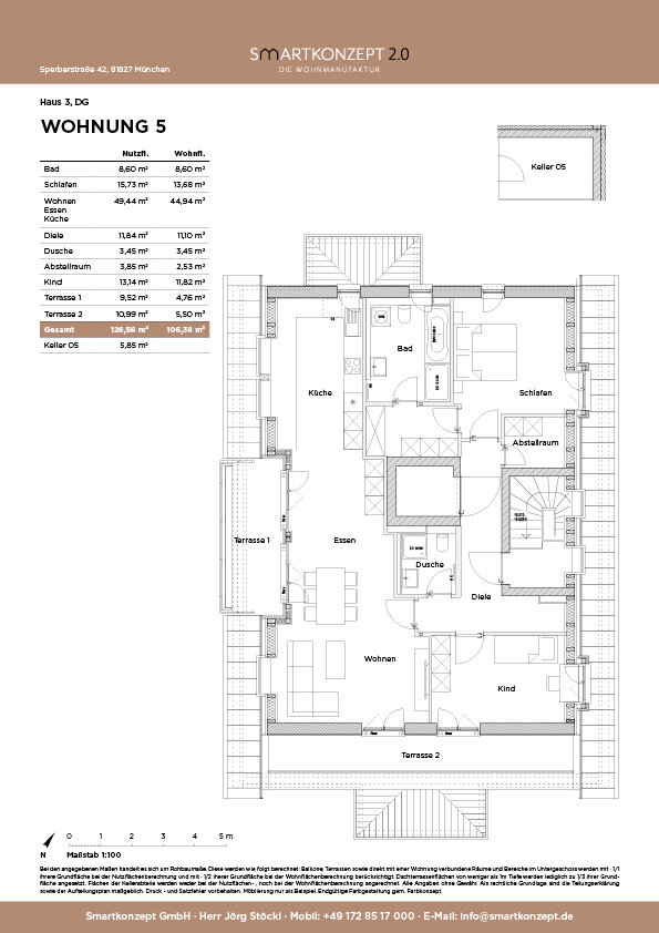 Wohnung zur Miete 2.550 € 3 Zimmer 106 m²<br/>Wohnfläche 2.<br/>Geschoss ab sofort<br/>Verfügbarkeit Sperberstraße 42 Waldtrudering München 81827