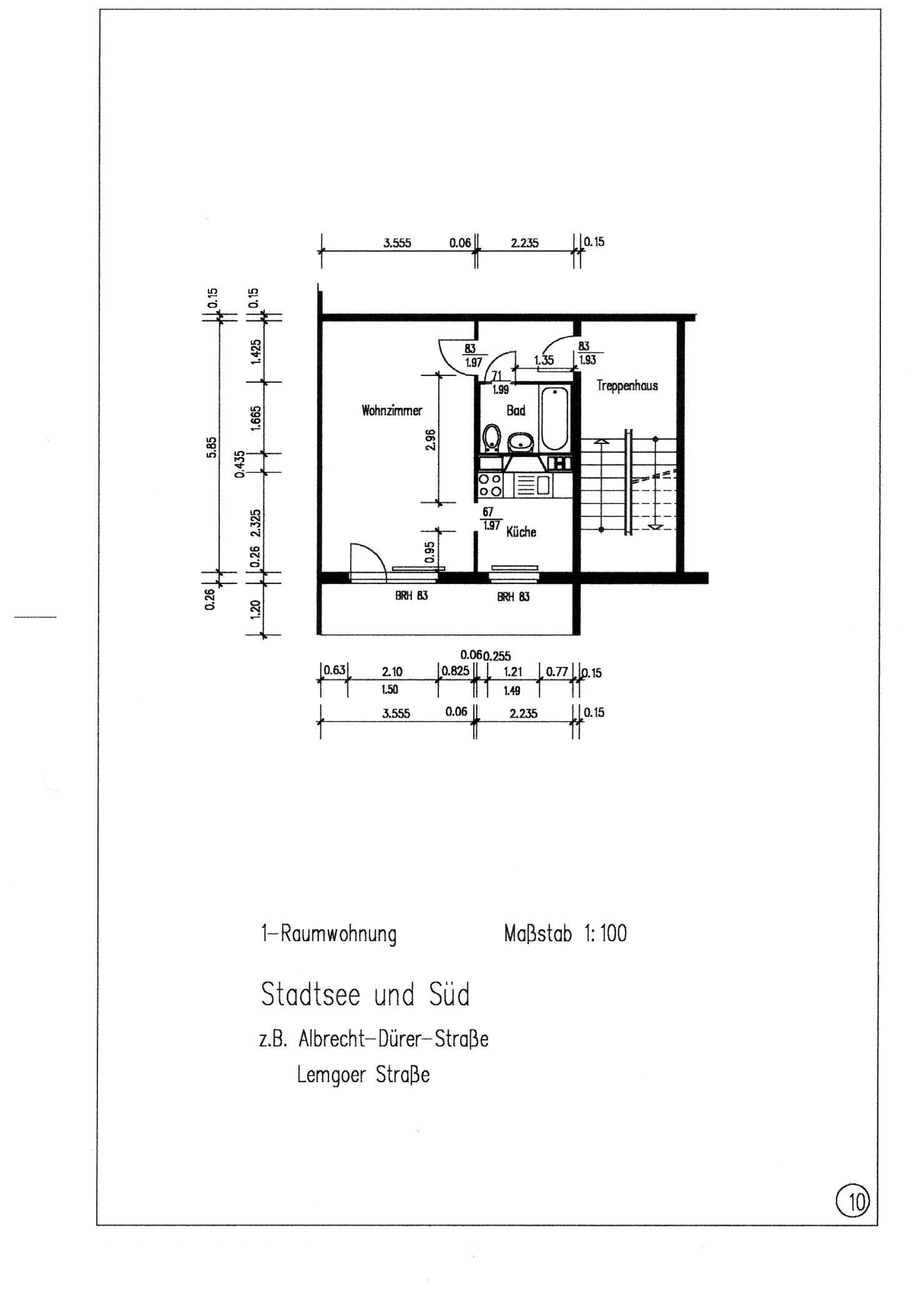 Wohnung zur Miete 284 € 1 Zimmer 36,1 m²<br/>Wohnfläche EG<br/>Geschoss Albrecht-Dürer-Straße 68 Stendal Stendal 39576