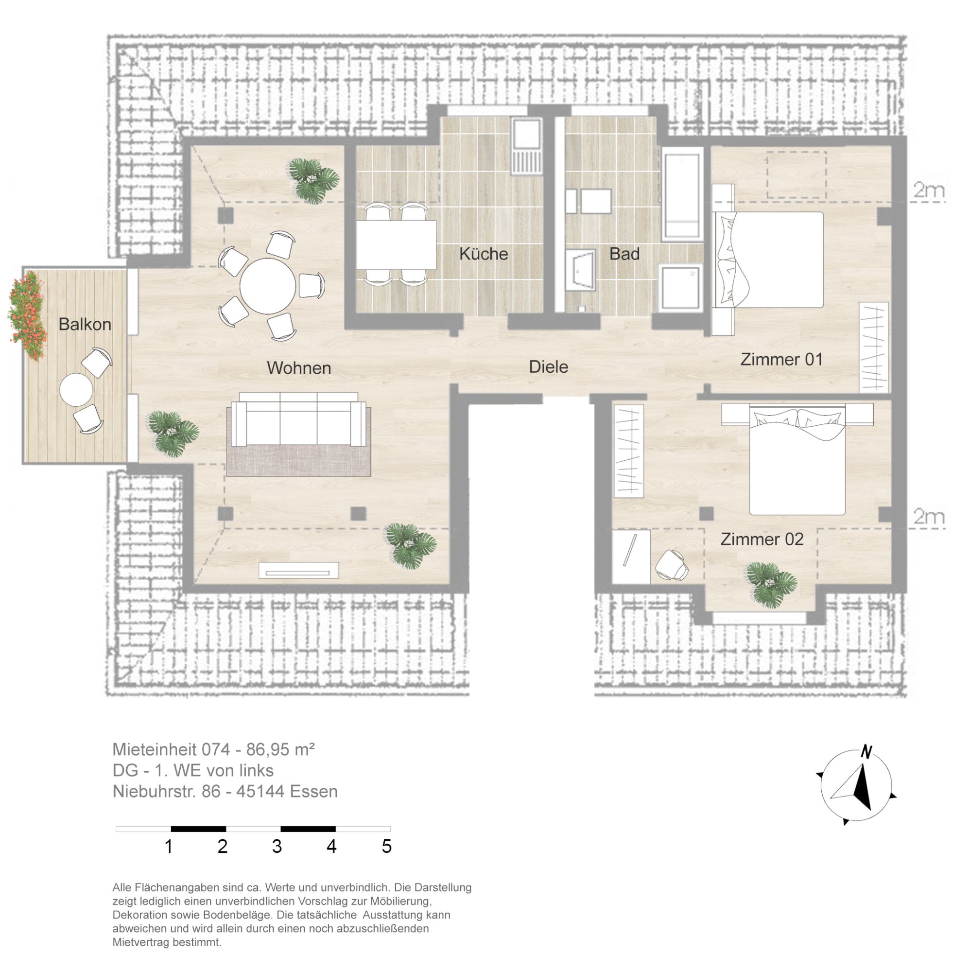 Wohnung zur Miete 820 € 3 Zimmer 87 m²<br/>Wohnfläche 01.02.2025<br/>Verfügbarkeit Niebuhrstr. 86 Frohnhausen Essen 45144