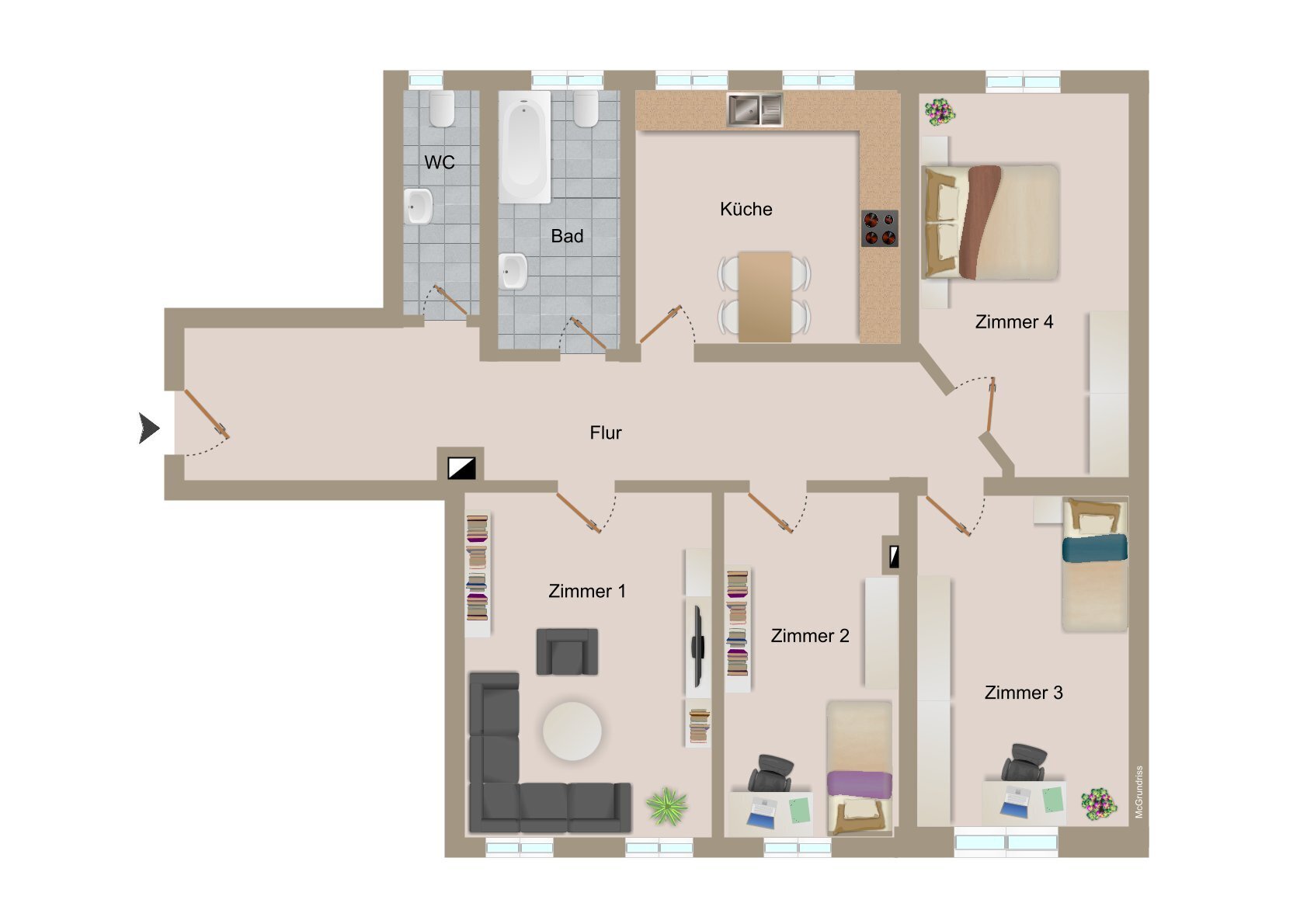 Wohnung zur Miete 1.499 € 4 Zimmer 116 m²<br/>Wohnfläche 2.<br/>Geschoss Lange Straße 27 Zentrum - Ost Leipzig 04103