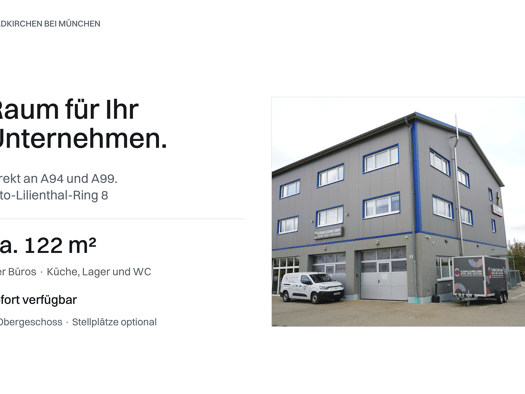 Büro zur Miete provisionsfrei 1.525 € 5,5 Zimmer 122 m² Bürofläche Otto-Lilienthal-Ring 8 Feldkirchen Feldkirchen 85622
